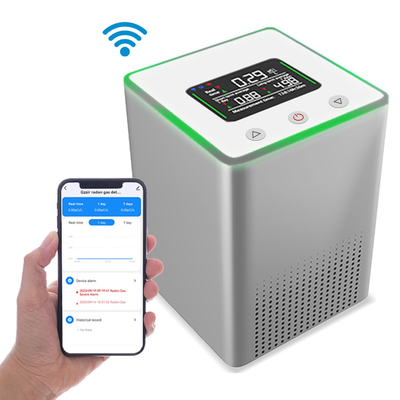 Sensor inteligente de radón en interiores Detector de gas Monitoreo WiFi con alerta auditiva