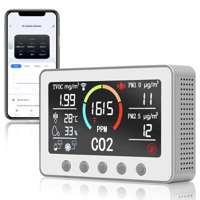 Un buen precio. CE RoHS Certified OEM ODM Smart WiFi Tuya Air Quality Monitor: 6-in-1 IAQ Detector (PM2.5 Sensor, CO2 Meter, AQI Monitor) for Indoor Use en línea
