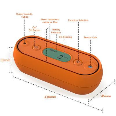 Detector de alarma portátil de monóxido de carbono compacto con pantalla digital 125g