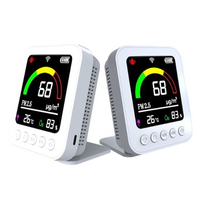 Un buen precio. Teste de calidad del aire - PM2.5/PM10/formaldehído/TVOC/monitoreo de humedad temporal, luz de fondo LCD recargable para el hogar/el automóvil/los viajes en línea
