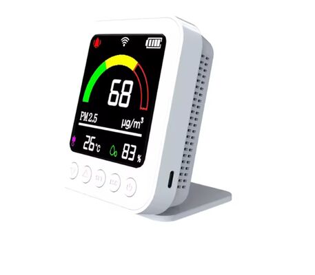 Un buen precio. Monitor de calidad del aire WiFi inteligente Tuya al por mayor - Detector en tiempo real de PM2.5, temperatura y humedad alimentado por batería en línea