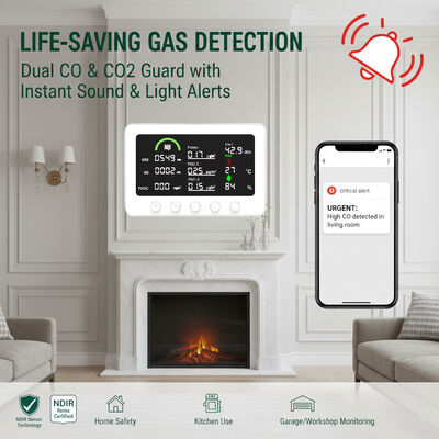 Un buen precio. Monitor Profesional de Calidad del Aire 10 en 1: CO2, PM2.5, TVOC y CO en Tiempo Real con Control de la App Tuya y RS485 para Hogar Inteligente en línea